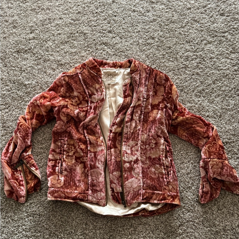 Floral Print Velvet Jacket